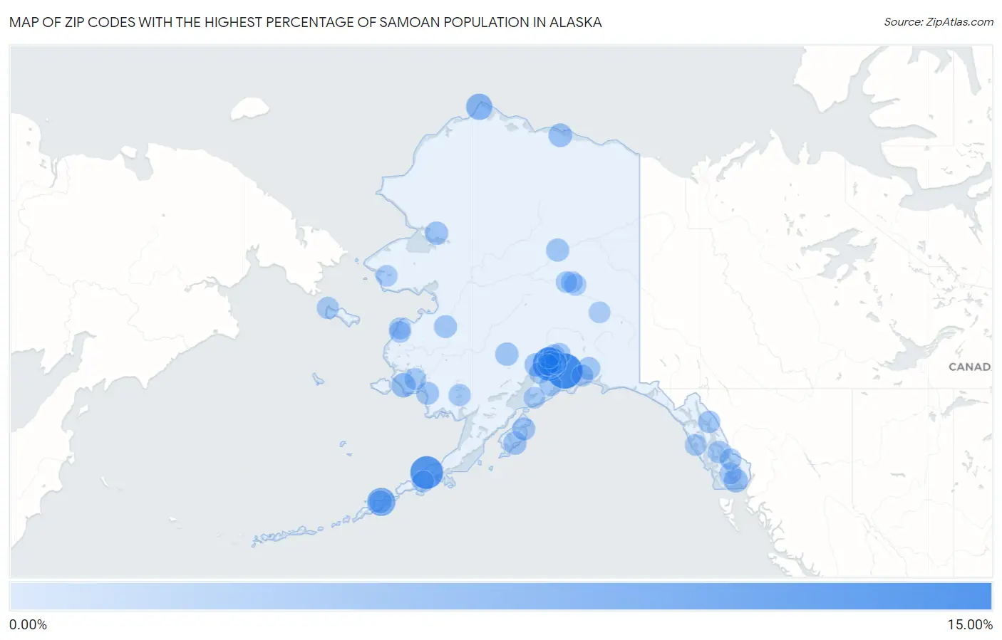 Zip Codes with the Highest Percentage of Samoan Population in Alaska Map