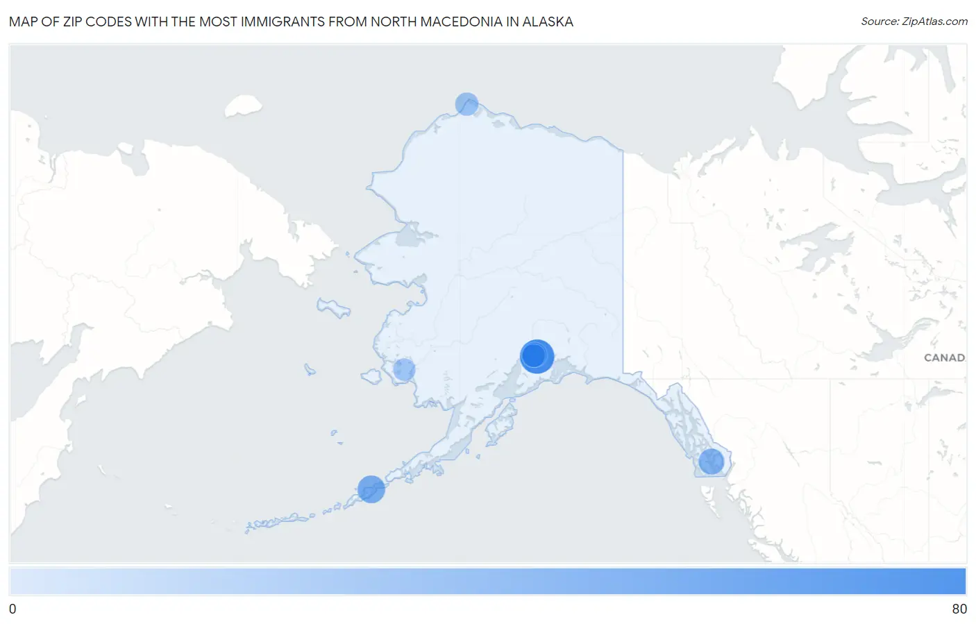 Zip Codes with the Most Immigrants from North Macedonia in Alaska Map