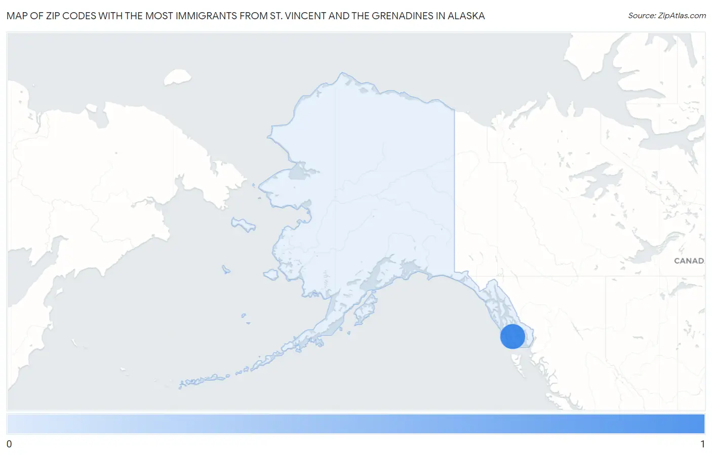 Zip Codes with the Most Immigrants from St. Vincent and the Grenadines in Alaska Map