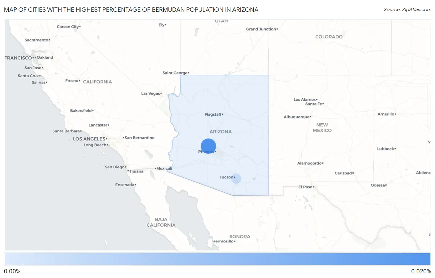 Cities with the Highest Percentage of Bermudan Population in Arizona Map