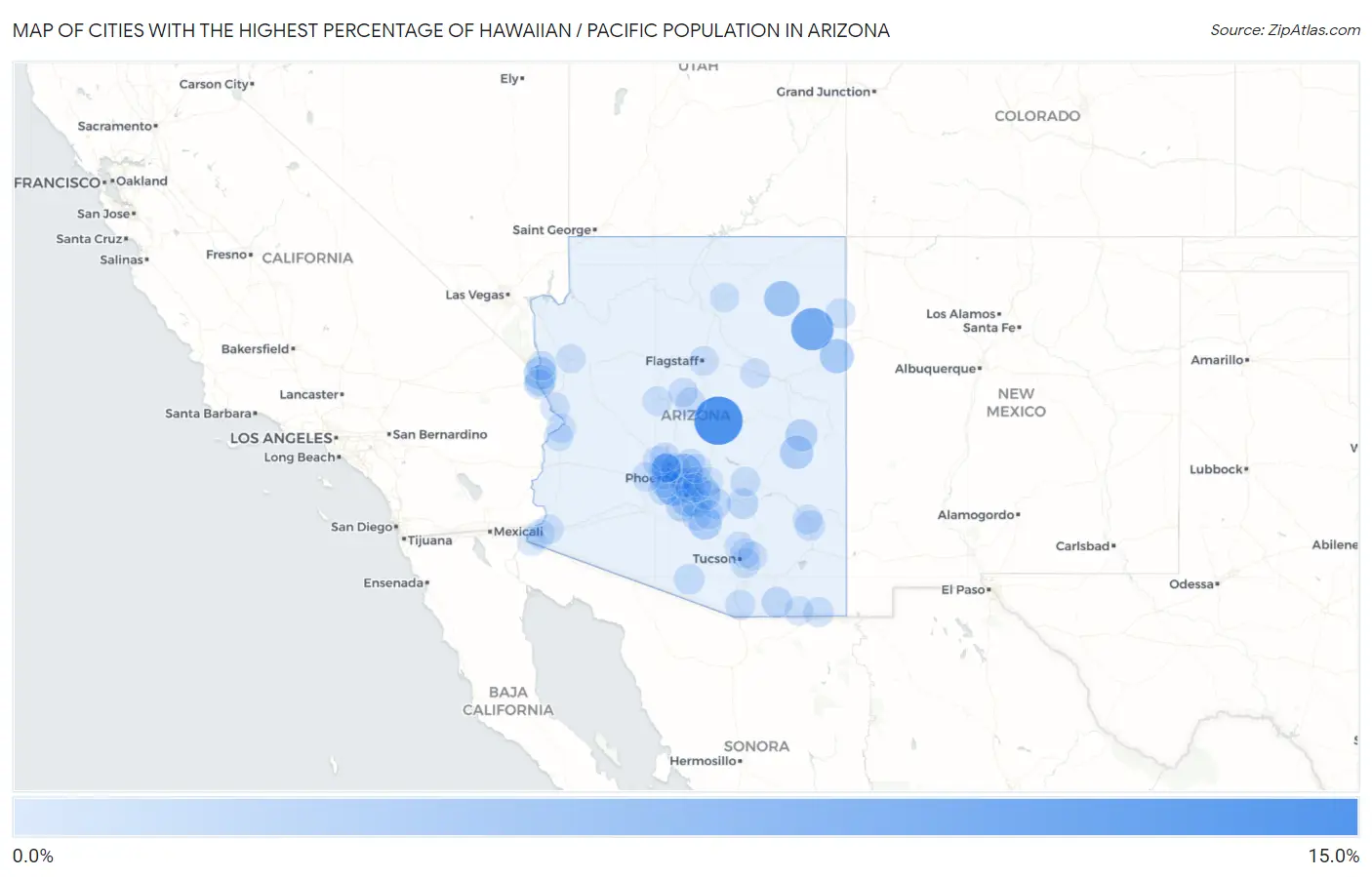 Cities with the Highest Percentage of Hawaiian / Pacific Population in Arizona Map