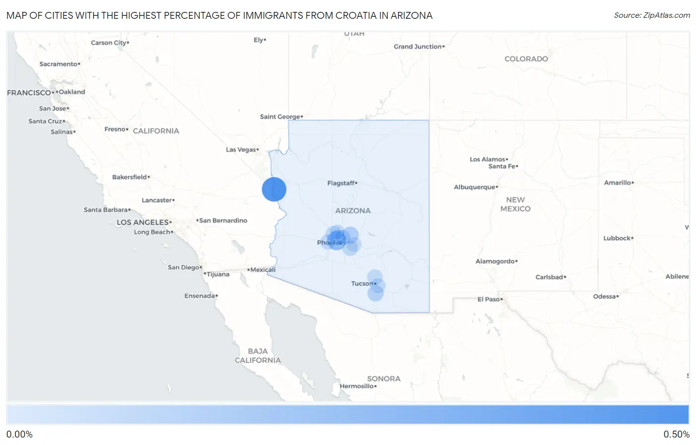Cities with the Highest Percentage of Immigrants from Croatia in Arizona Map
