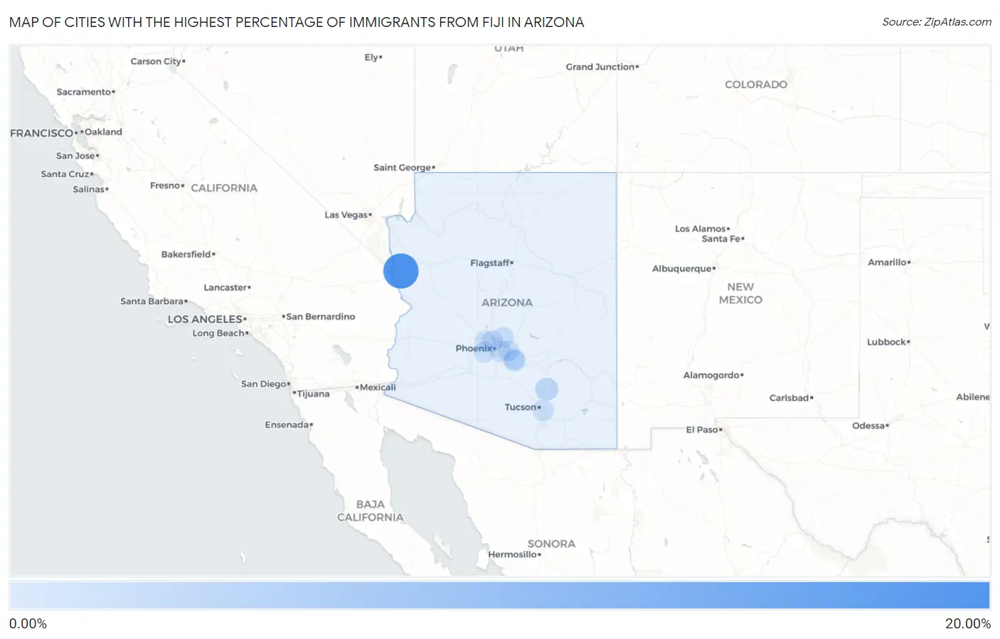 Cities with the Highest Percentage of Immigrants from Fiji in Arizona Map