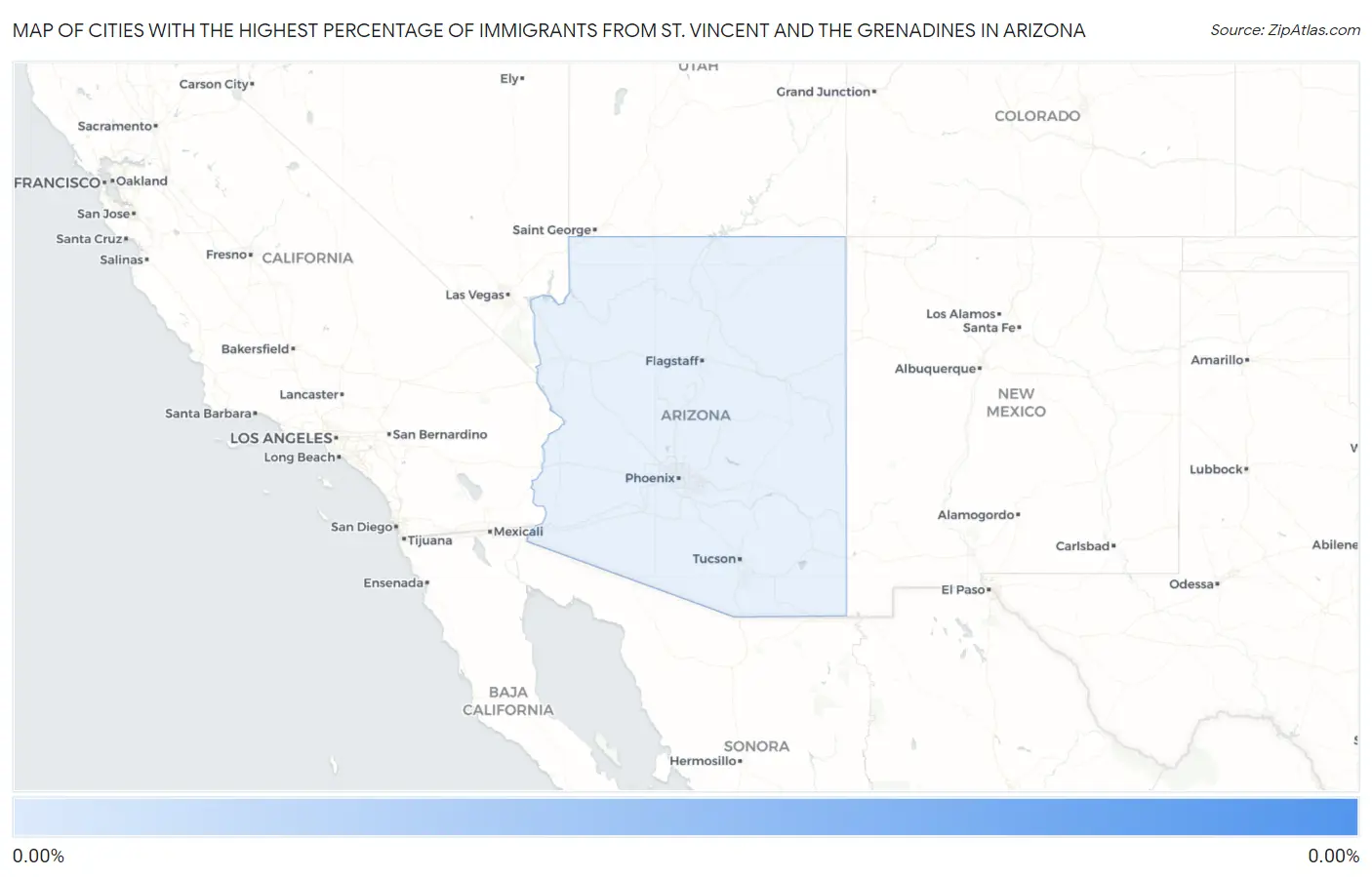 Cities with the Highest Percentage of Immigrants from St. Vincent and the Grenadines in Arizona Map