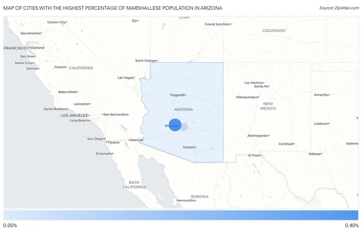Cities with the Highest Percentage of Marshallese Population in Arizona Map