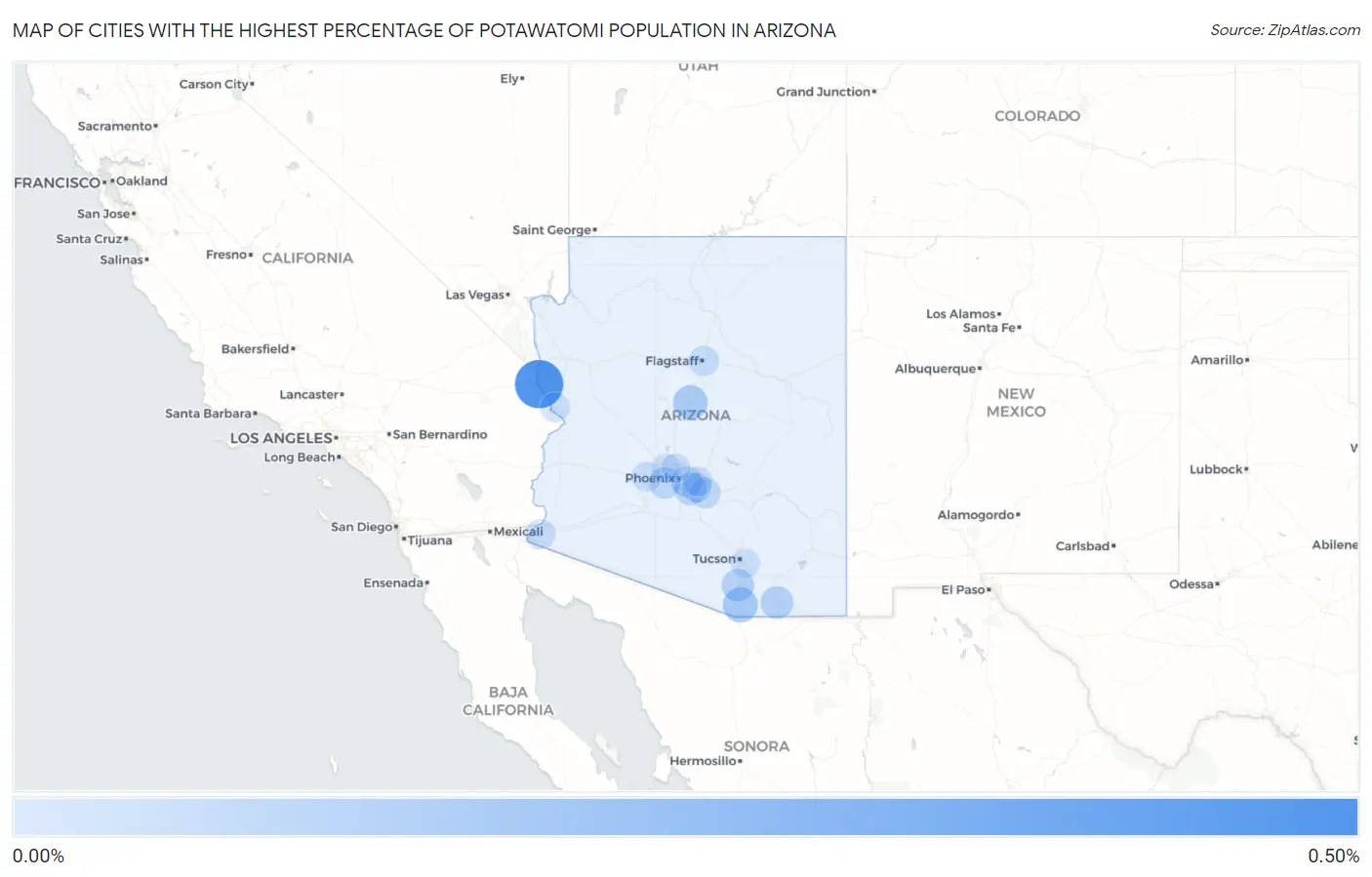 Cities with the Highest Percentage of Potawatomi Population in Arizona Map