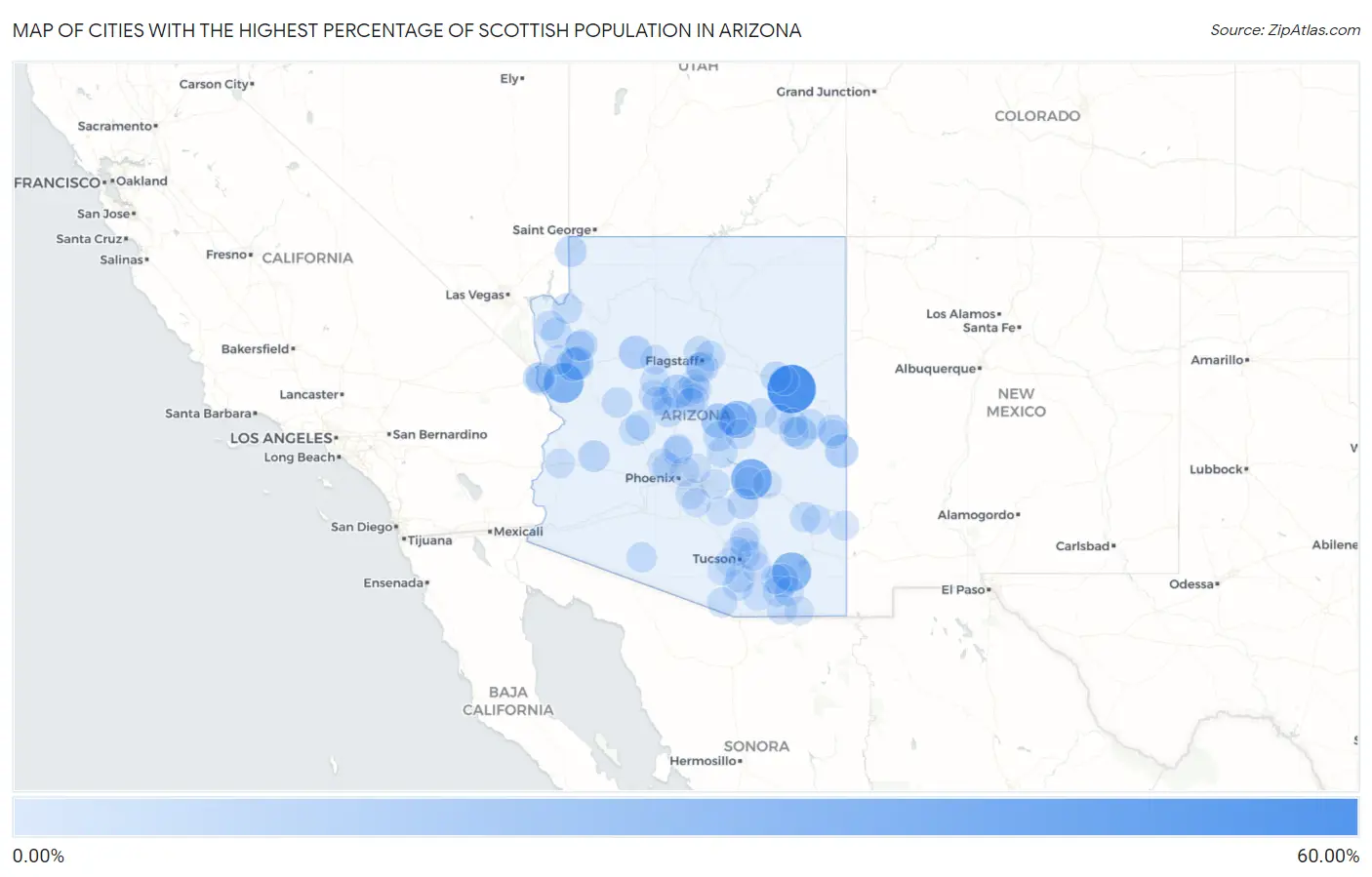 Cities with the Highest Percentage of Scottish Population in Arizona Map