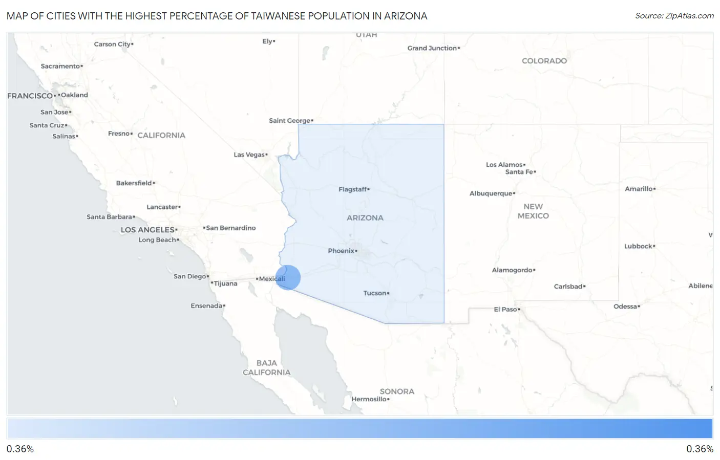 Cities with the Highest Percentage of Taiwanese Population in Arizona Map
