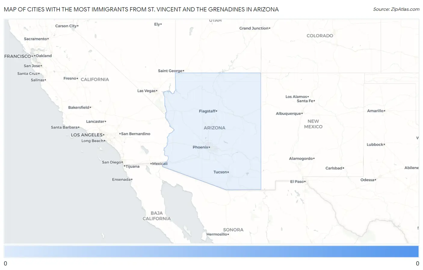 Cities with the Most Immigrants from St. Vincent and the Grenadines in Arizona Map