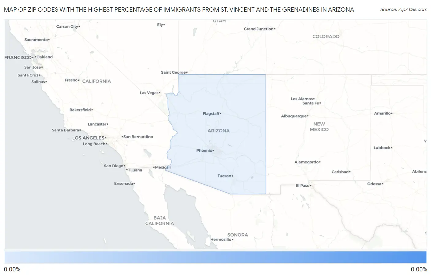 Zip Codes with the Highest Percentage of Immigrants from St. Vincent and the Grenadines in Arizona Map