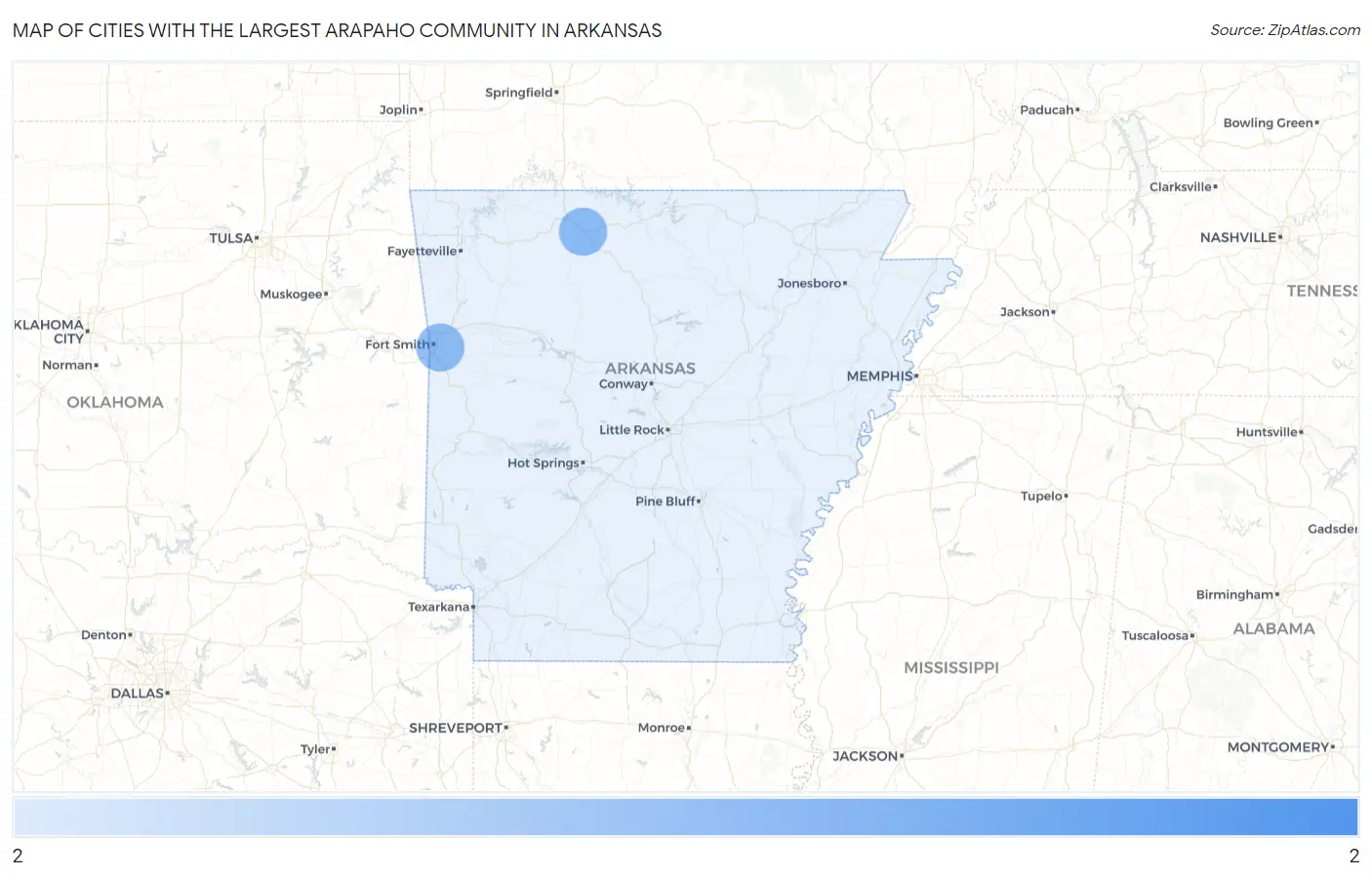 Cities with the Largest Arapaho Community in Arkansas Map