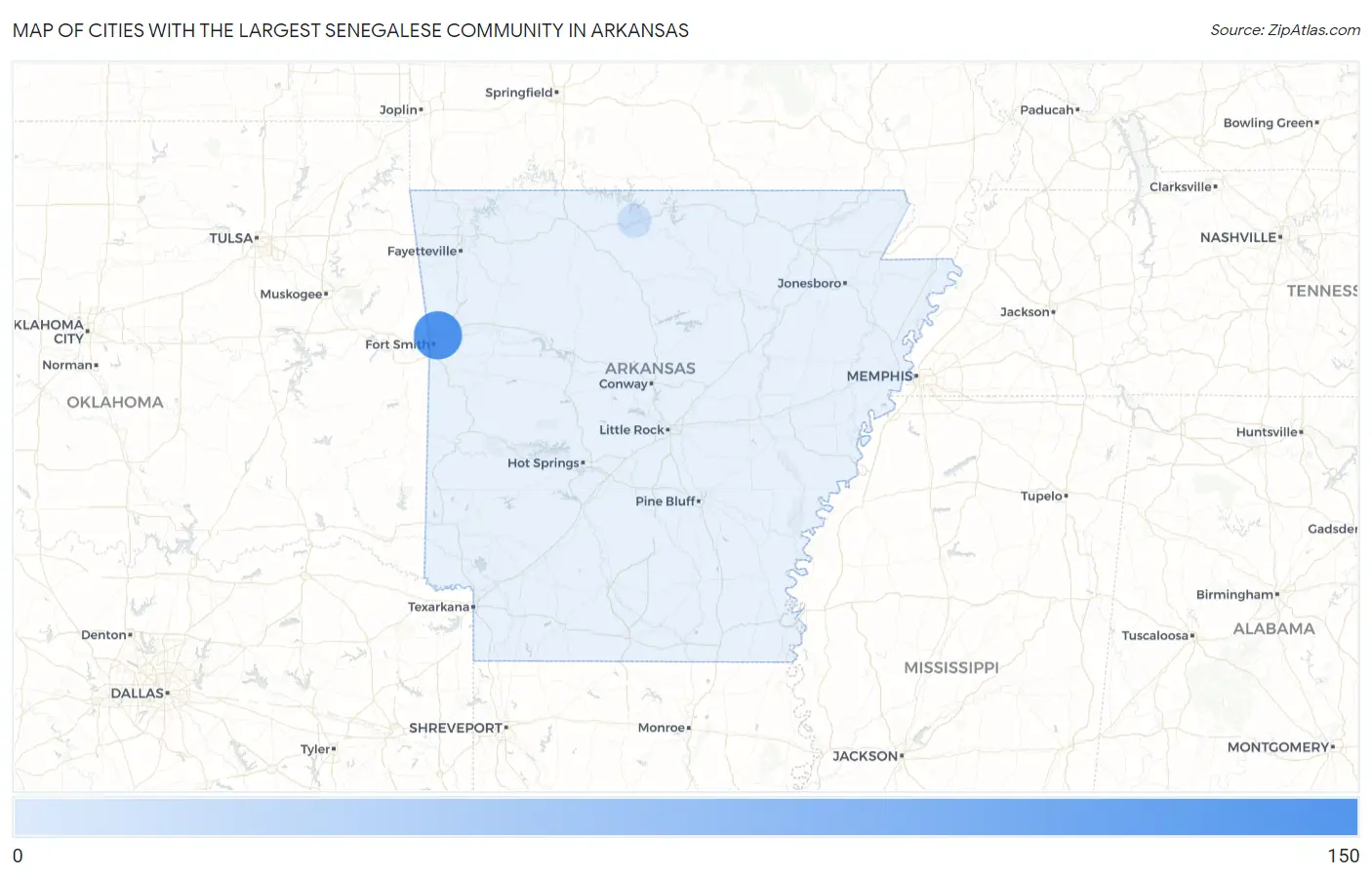 Cities with the Largest Senegalese Community in Arkansas Map
