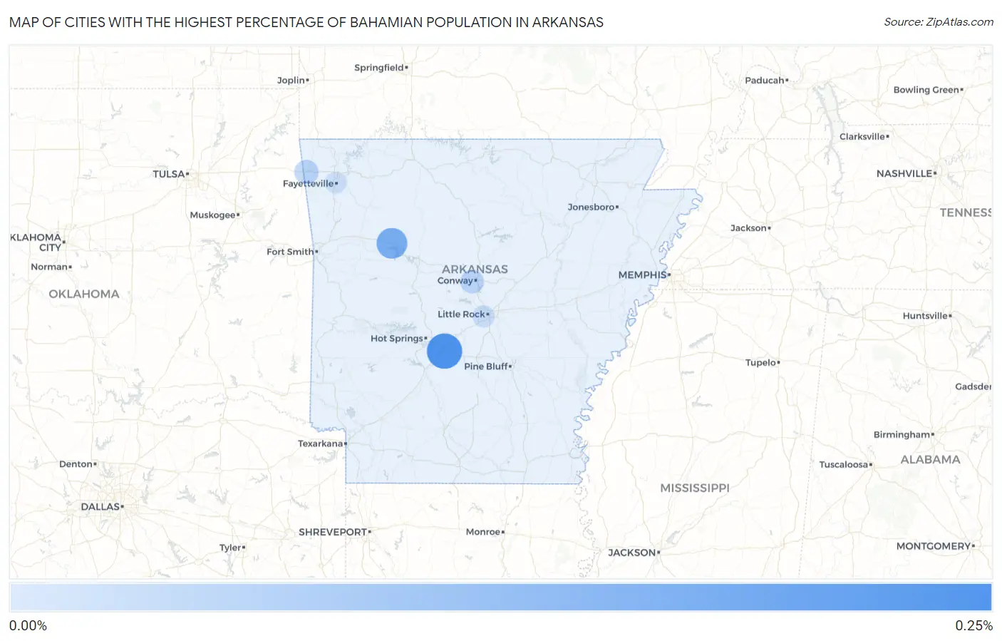Cities with the Highest Percentage of Bahamian Population in Arkansas Map