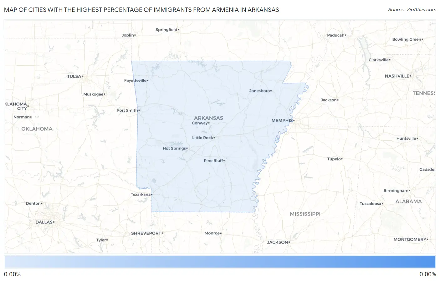 Cities with the Highest Percentage of Immigrants from Armenia in Arkansas Map