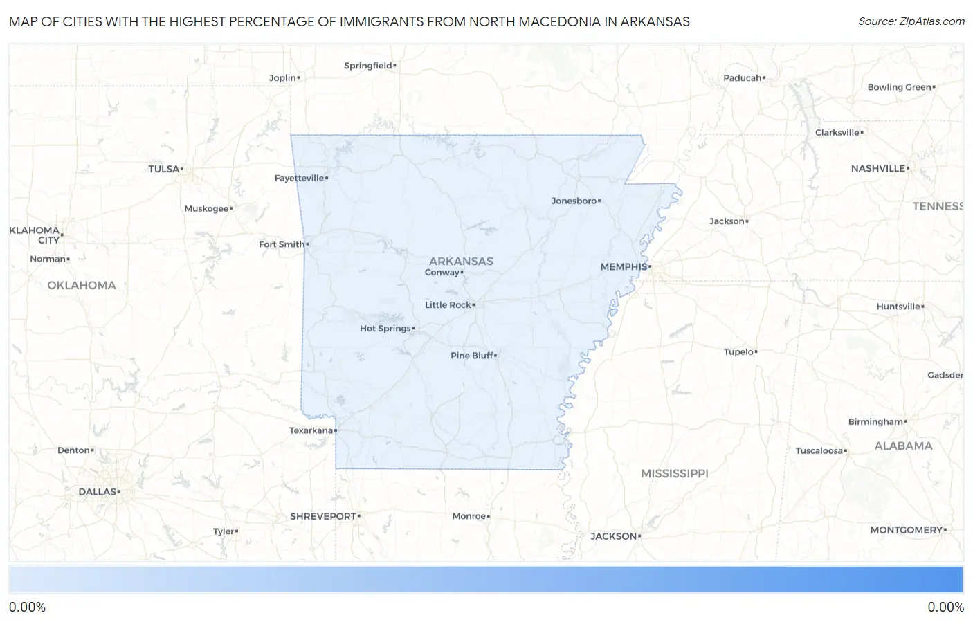 Cities with the Highest Percentage of Immigrants from North Macedonia in Arkansas Map