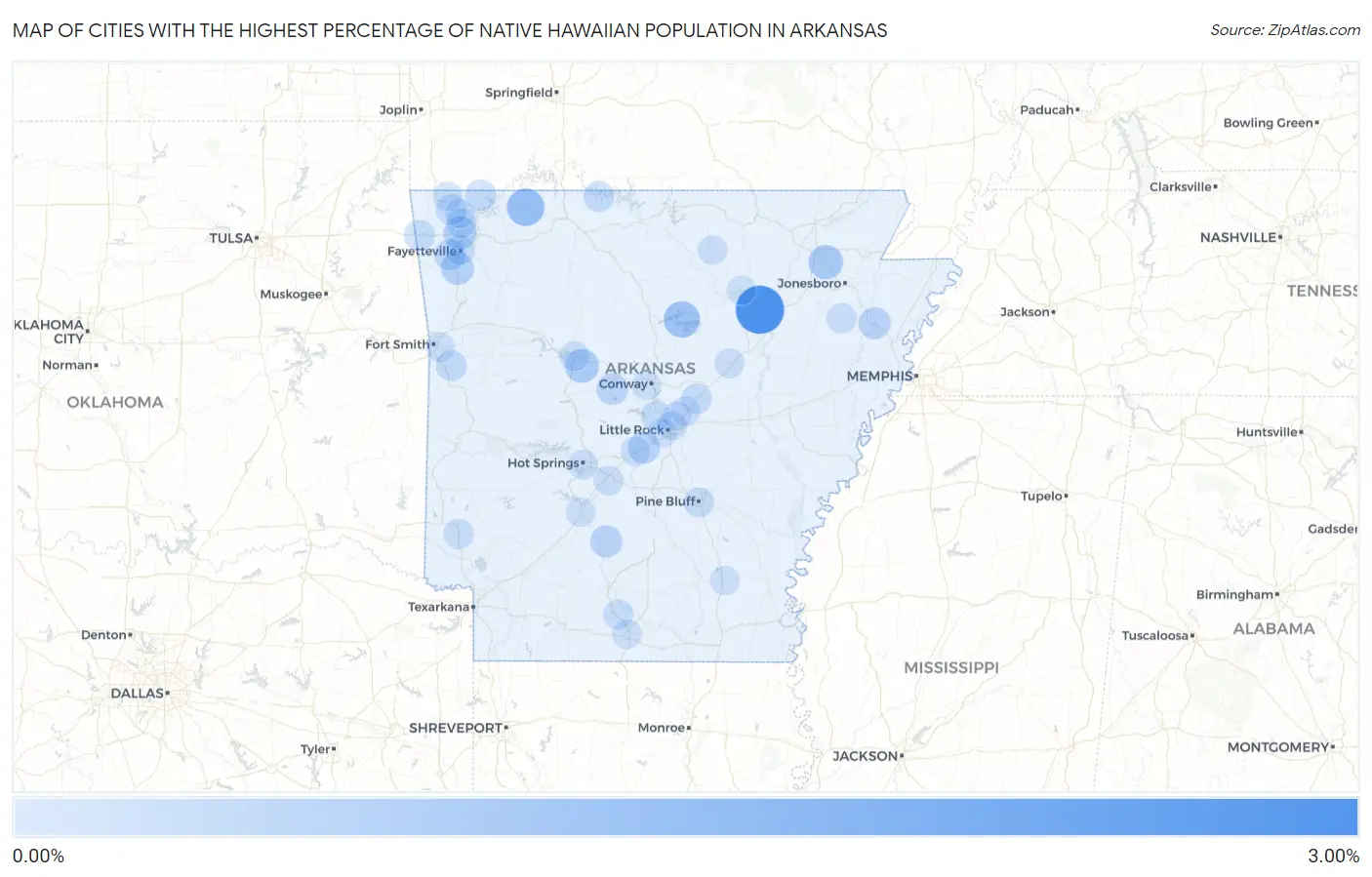 Cities with the Highest Percentage of Native Hawaiian Population in Arkansas Map