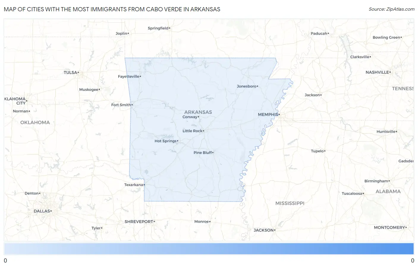 Cities with the Most Immigrants from Cabo Verde in Arkansas Map