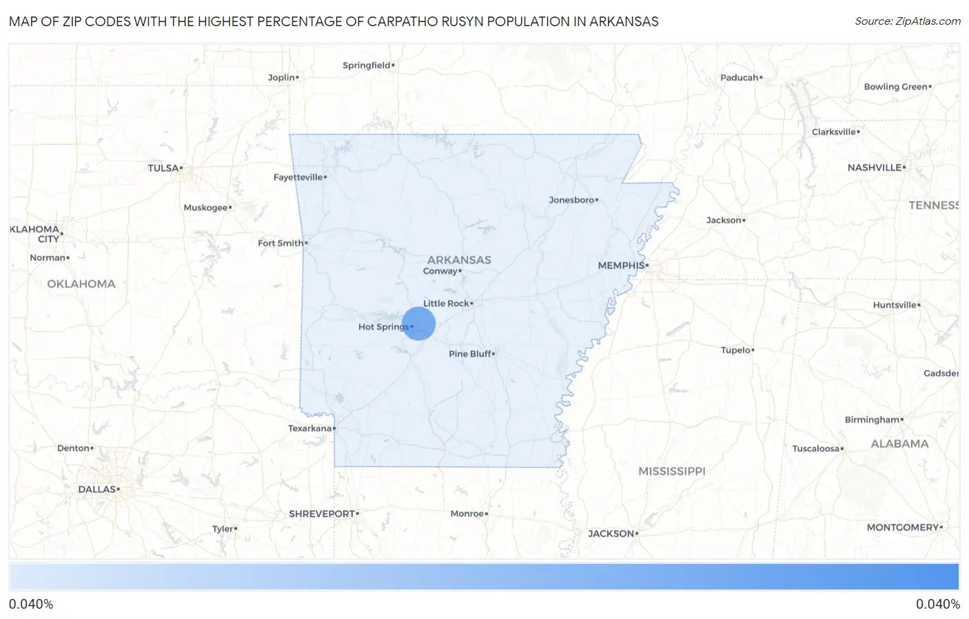 Zip Codes with the Highest Percentage of Carpatho Rusyn Population in Arkansas Map