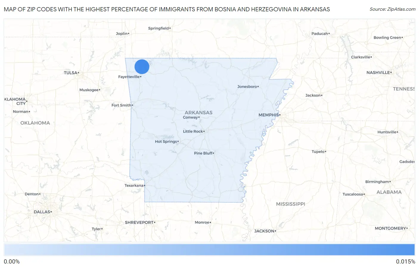 Zip Codes with the Highest Percentage of Immigrants from Bosnia and Herzegovina in Arkansas Map