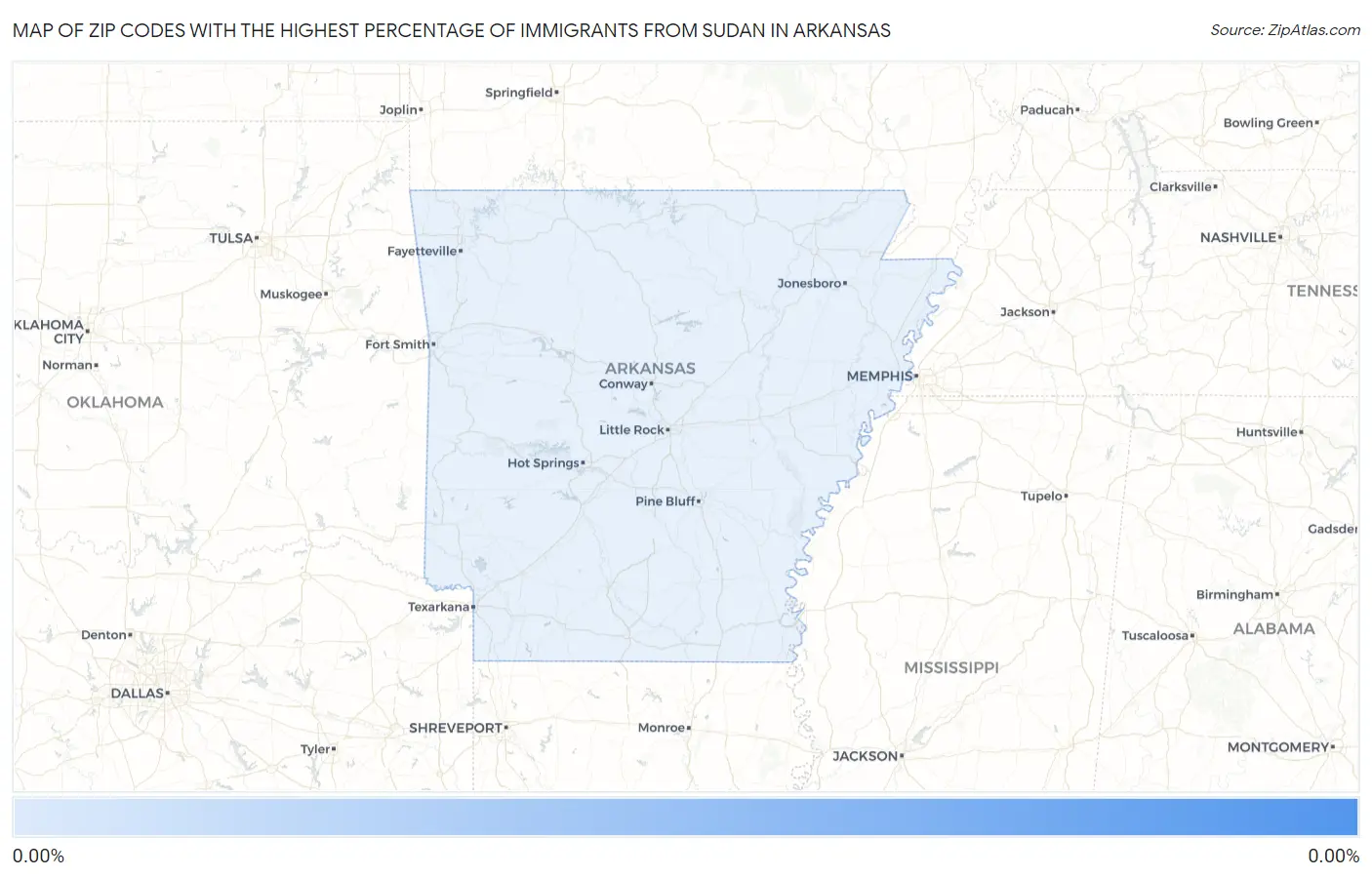 Zip Codes with the Highest Percentage of Immigrants from Sudan in Arkansas Map