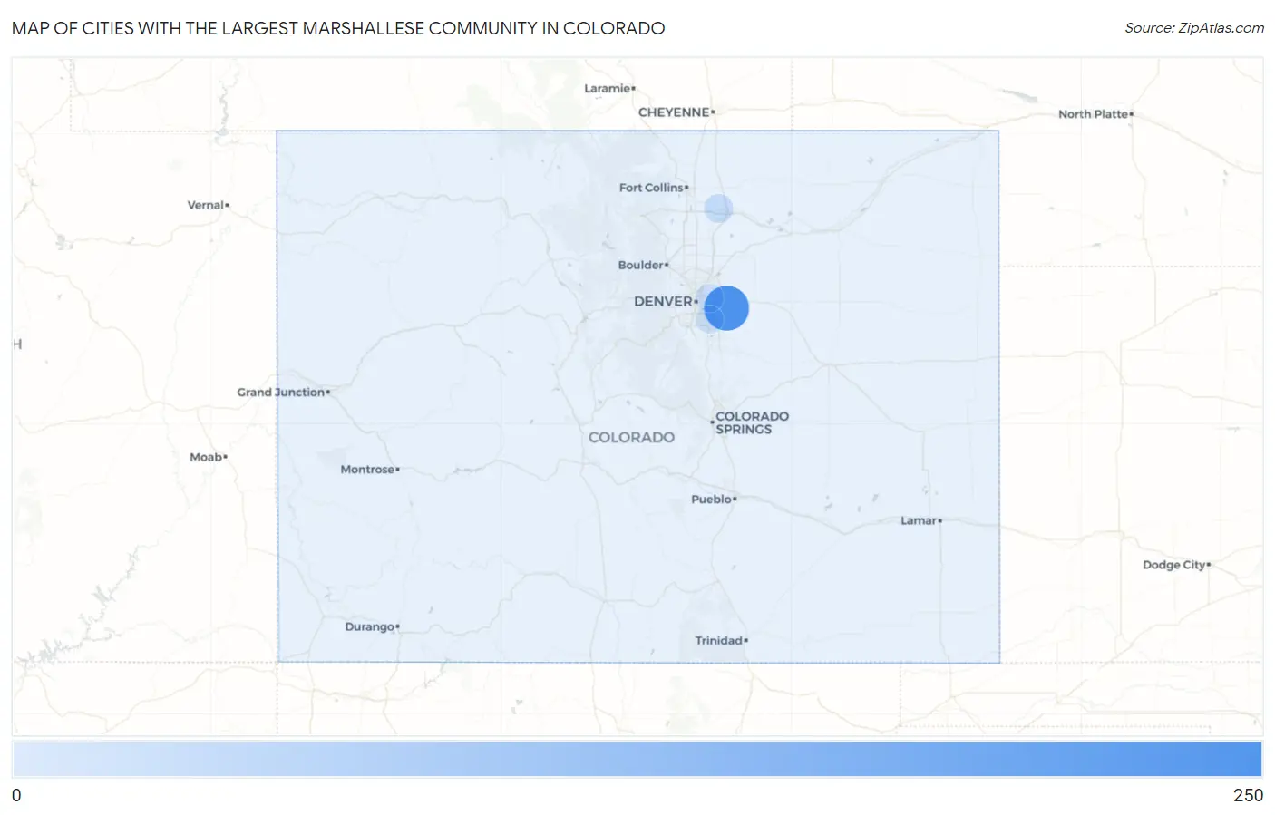 Cities with the Largest Marshallese Community in Colorado Map