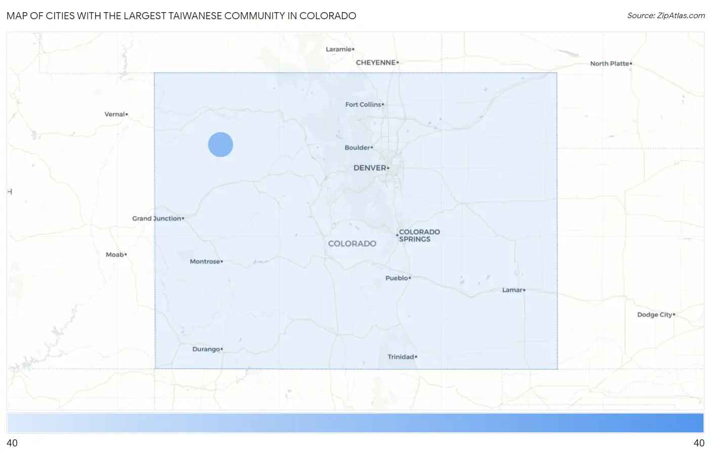 Cities with the Largest Taiwanese Community in Colorado Map
