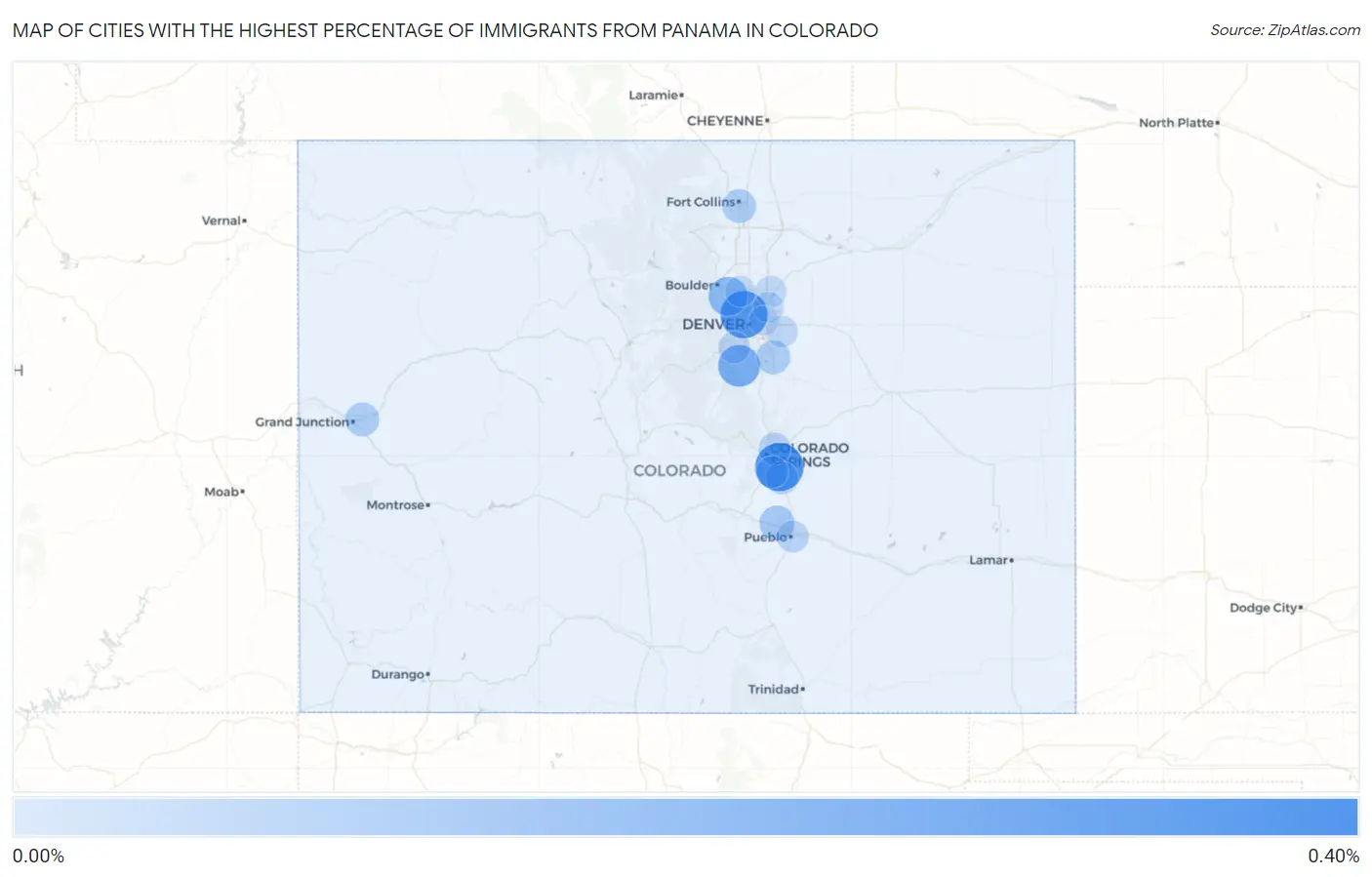 Cities with the Highest Percentage of Immigrants from Panama in Colorado Map