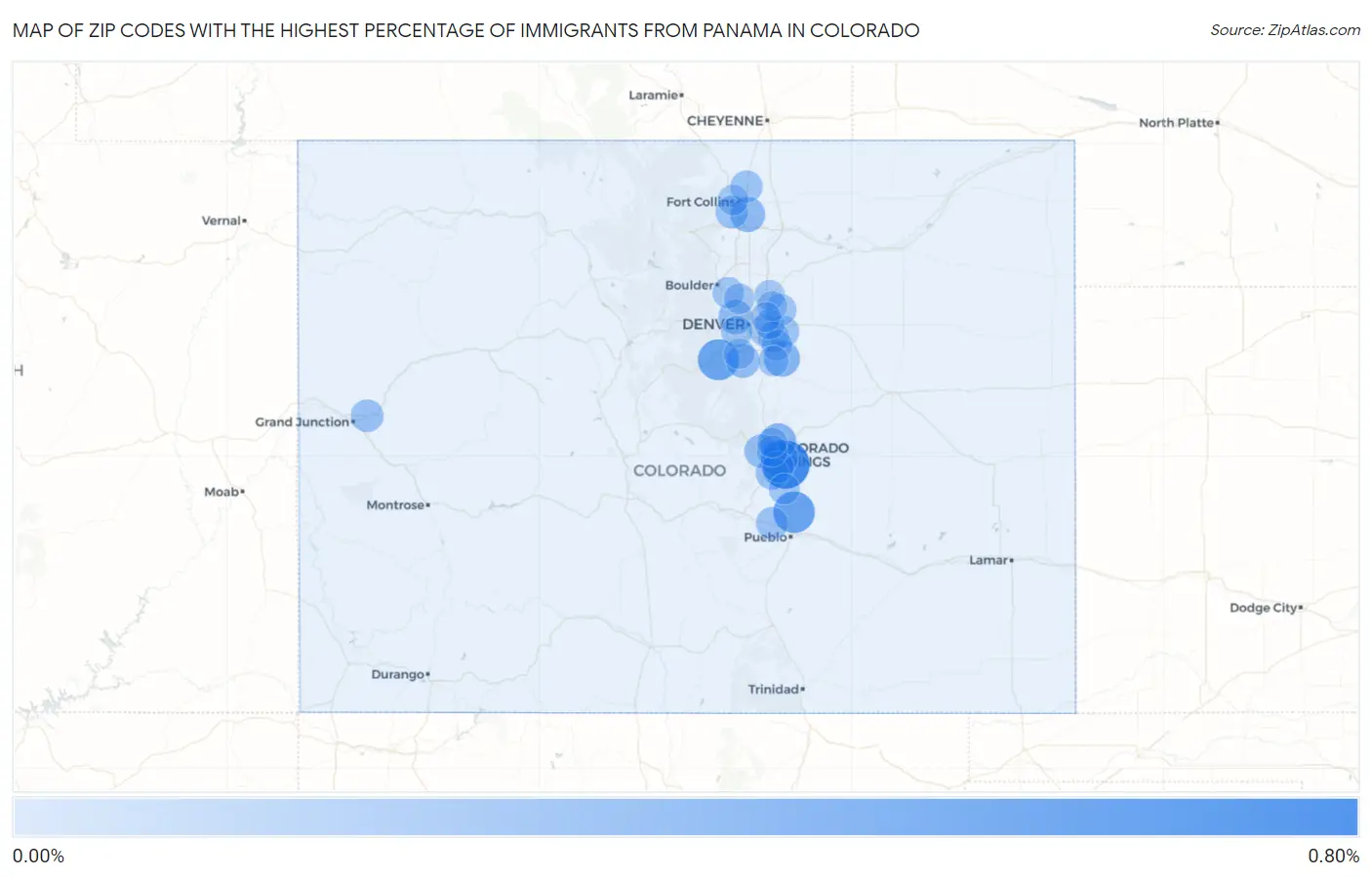 Zip Codes with the Highest Percentage of Immigrants from Panama in Colorado Map