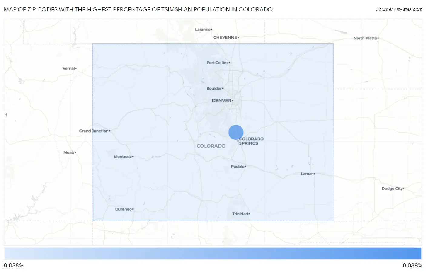 Zip Codes with the Highest Percentage of Tsimshian Population in Colorado Map