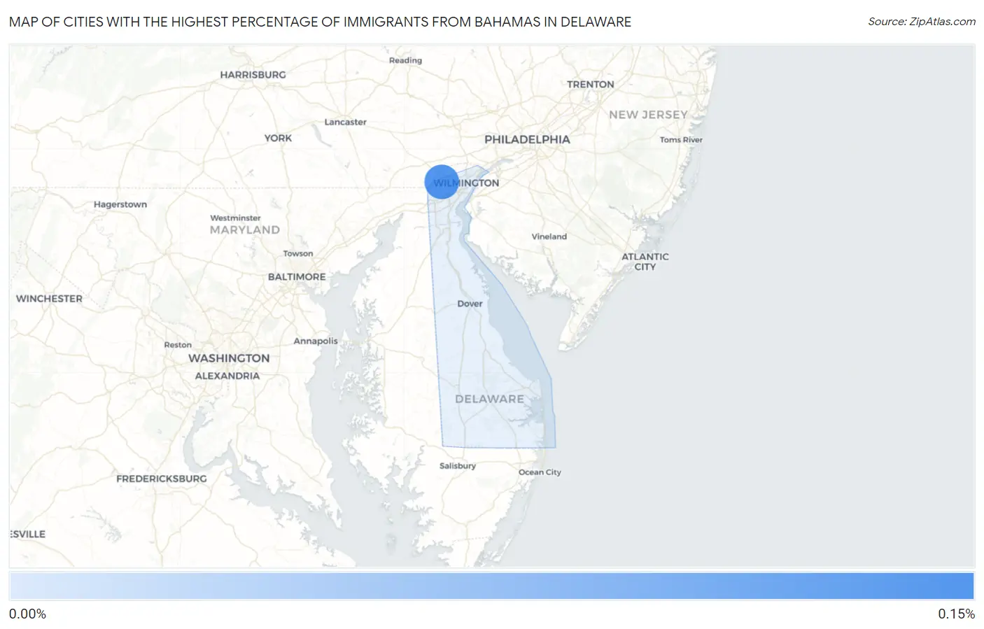Cities with the Highest Percentage of Immigrants from Bahamas in Delaware Map
