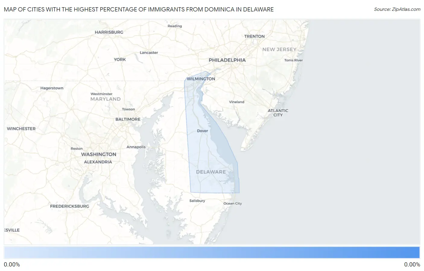 Cities with the Highest Percentage of Immigrants from Dominica in Delaware Map