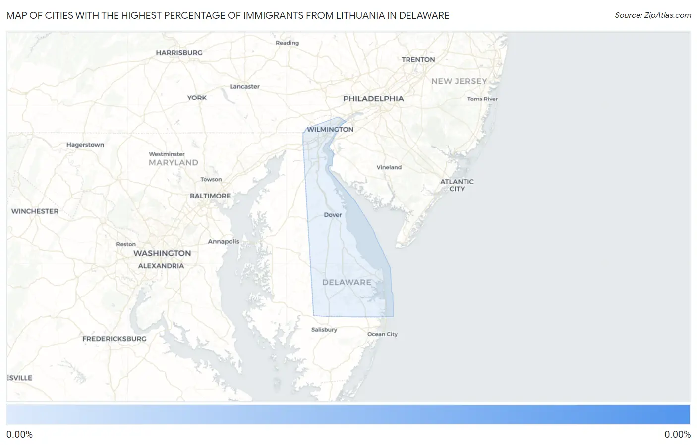 Cities with the Highest Percentage of Immigrants from Lithuania in Delaware Map