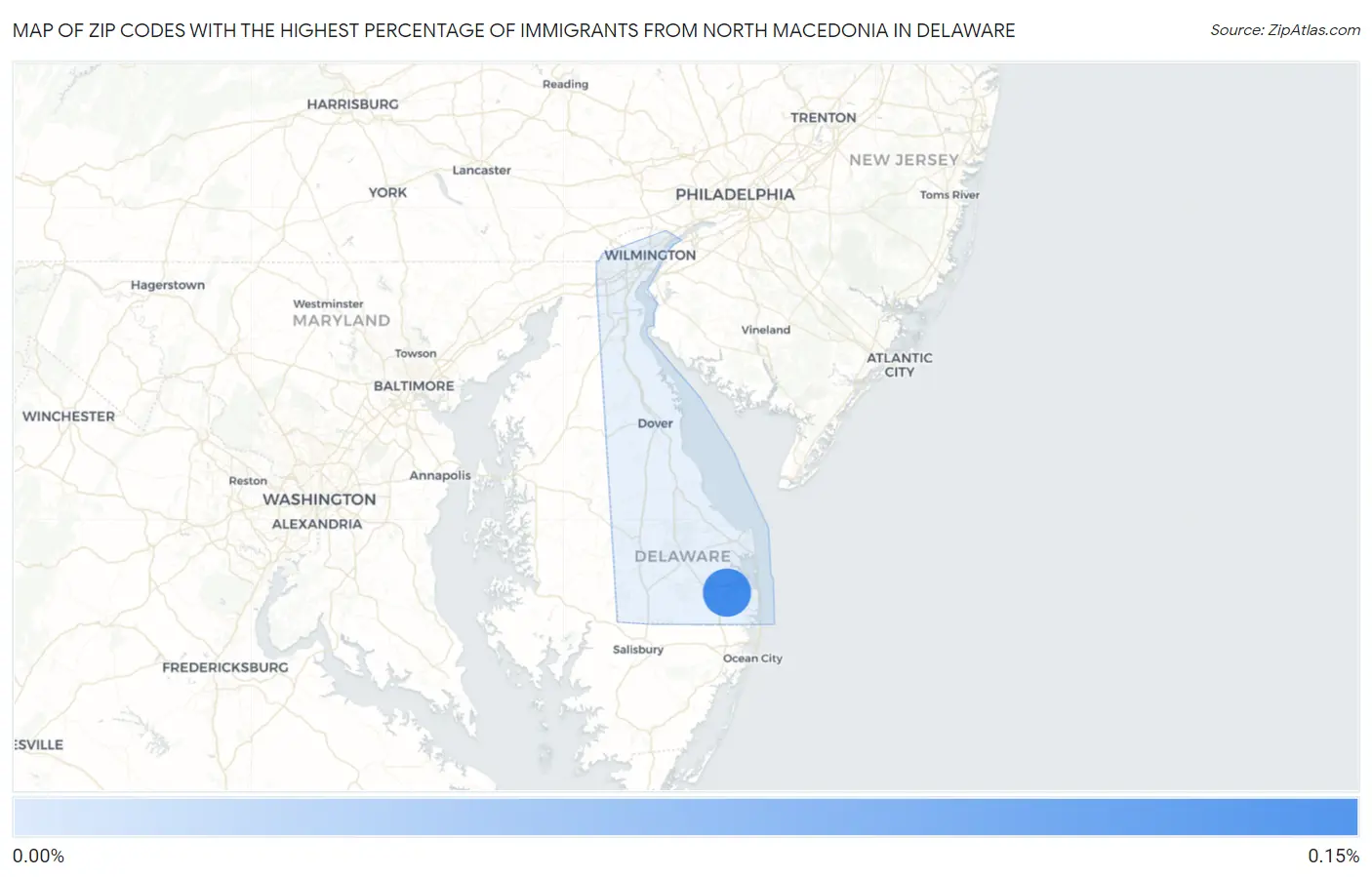 Zip Codes with the Highest Percentage of Immigrants from North Macedonia in Delaware Map