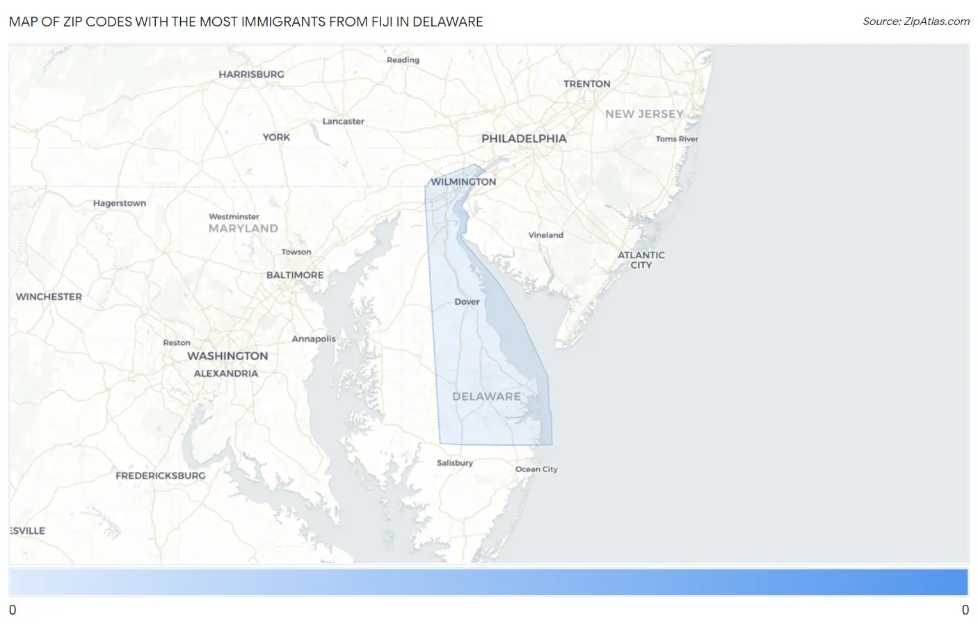 Zip Codes with the Most Immigrants from Fiji in Delaware Map