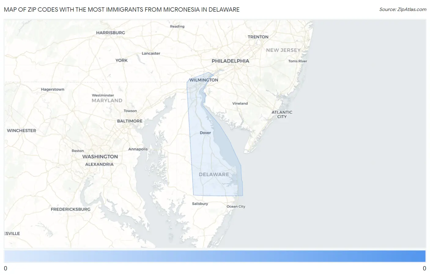 Zip Codes with the Most Immigrants from Micronesia in Delaware Map