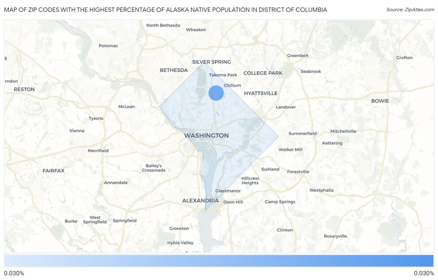 Zip Codes with the Highest Percentage of Alaska Native Population in District Of Columbia Map