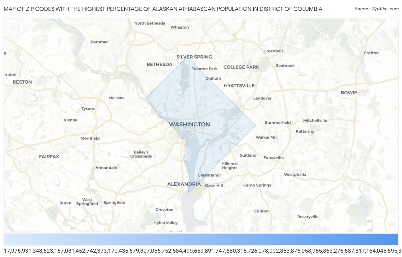 Zip Codes with the Highest Percentage of Alaskan Athabascan Population in District Of Columbia Map