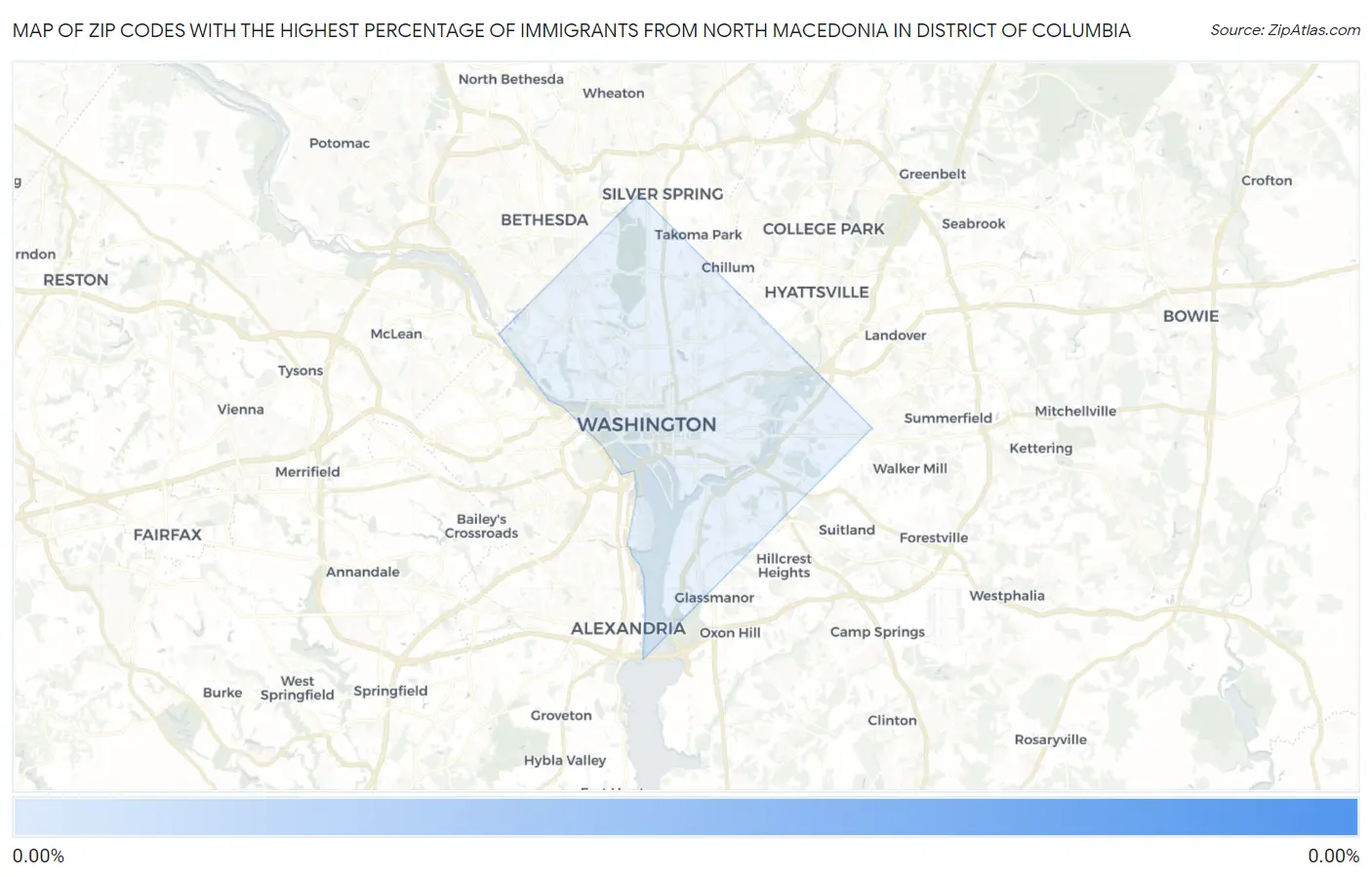 Zip Codes with the Highest Percentage of Immigrants from North Macedonia in District Of Columbia Map
