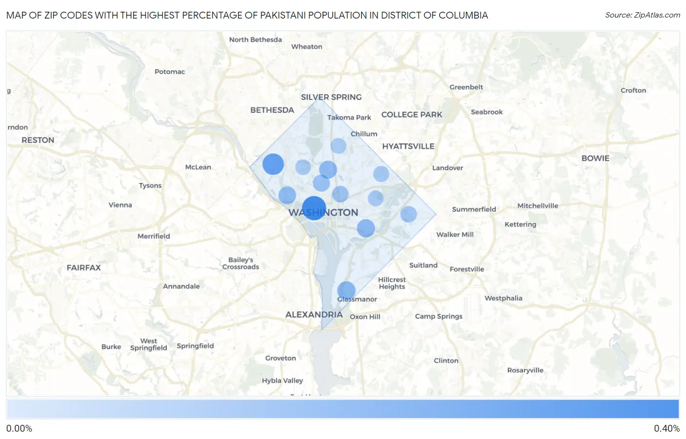 Zip Codes with the Highest Percentage of Pakistani Population in District Of Columbia Map