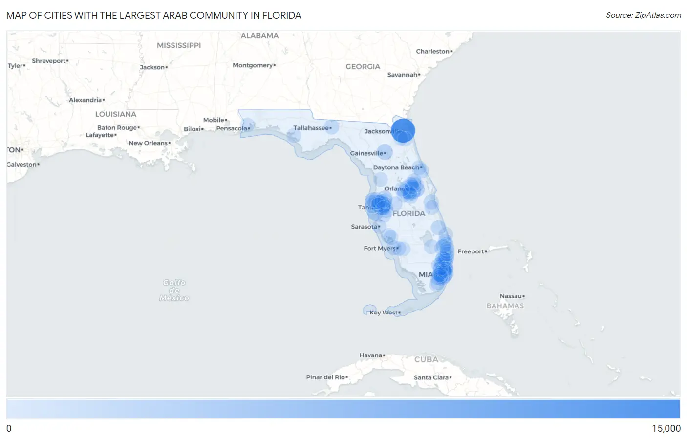 Cities with the Largest Arab Community in Florida Map