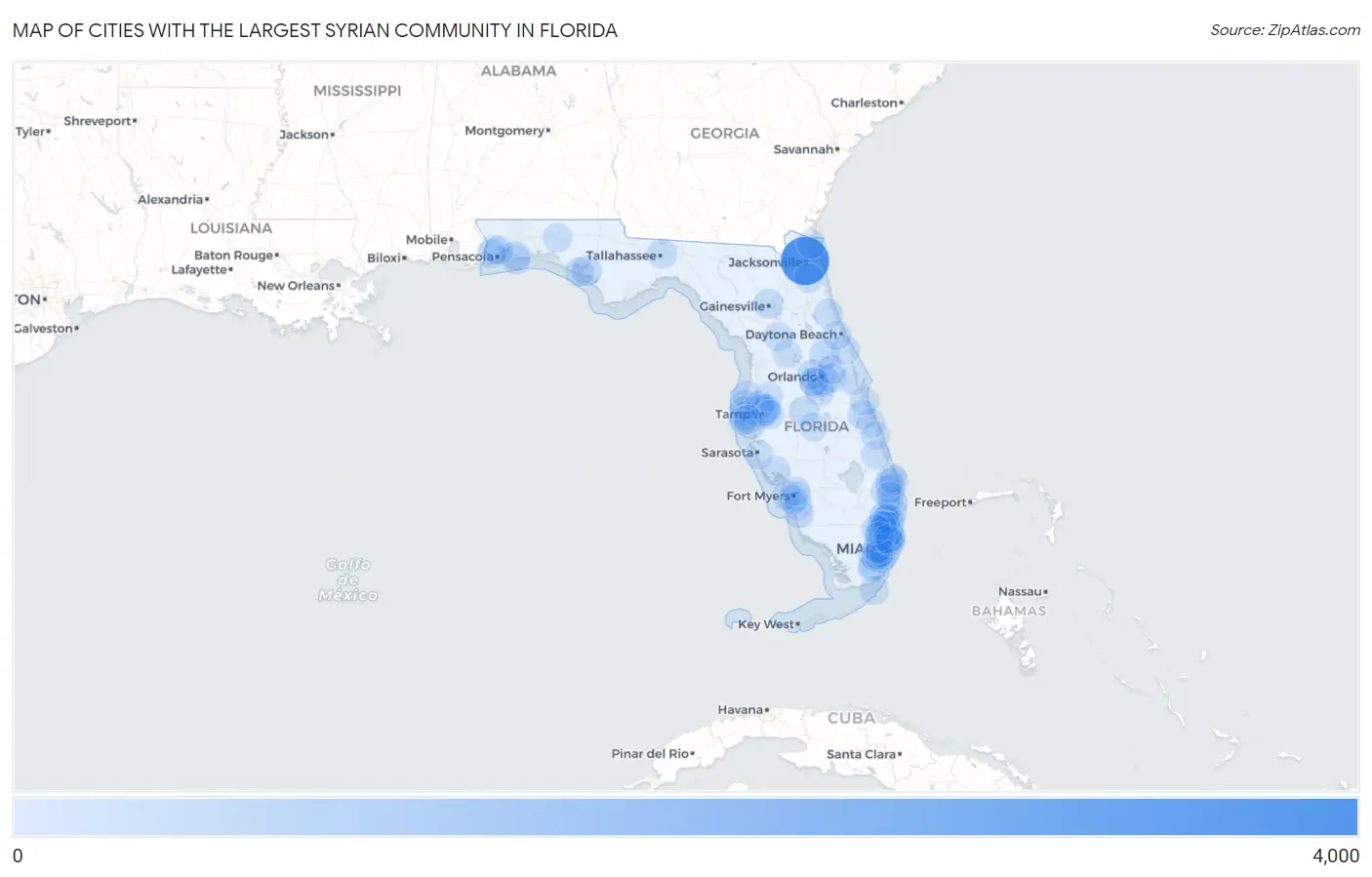 Cities with the Largest Syrian Community in Florida Map