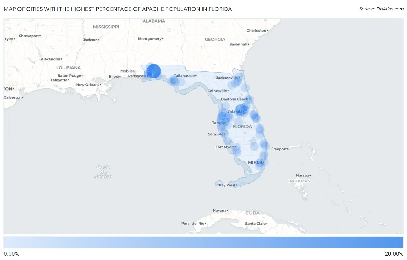 Cities with the Highest Percentage of Apache Population in Florida Map