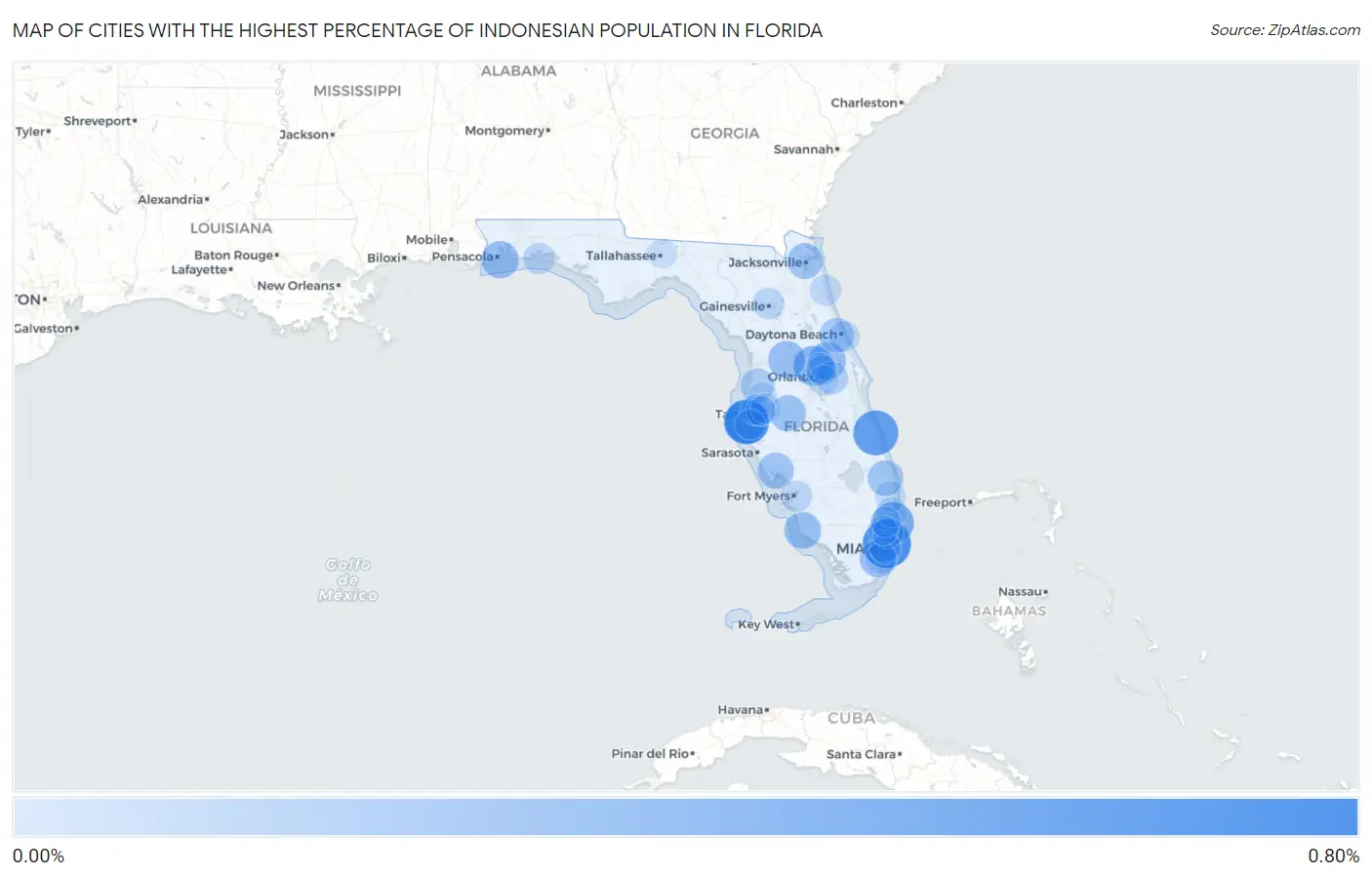 Cities with the Highest Percentage of Indonesian Population in Florida Map