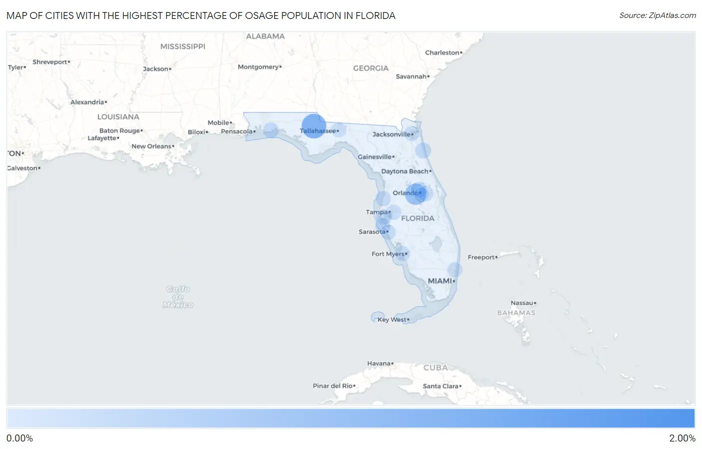 Cities with the Highest Percentage of Osage Population in Florida Map