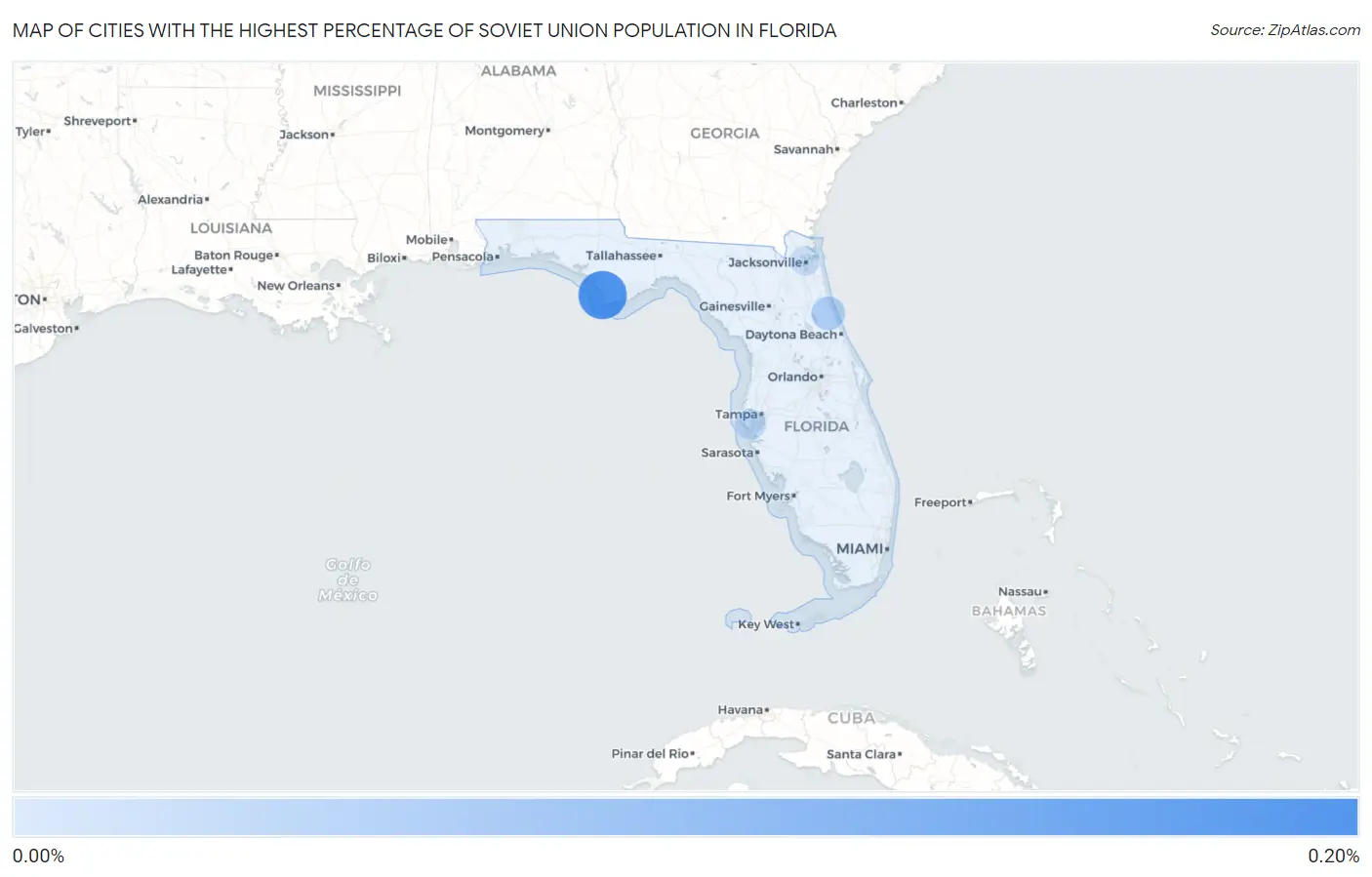 Cities with the Highest Percentage of Soviet Union Population in Florida Map