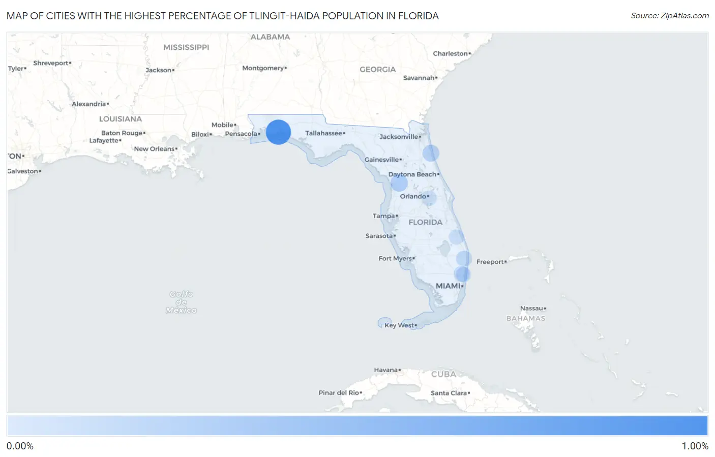 Cities with the Highest Percentage of Tlingit-Haida Population in Florida Map