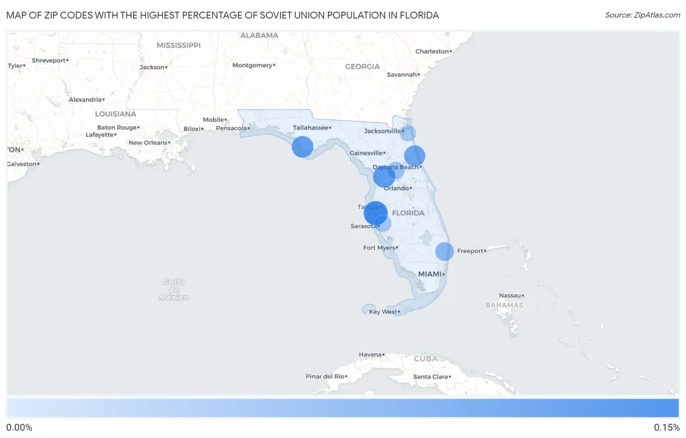 Zip Codes with the Highest Percentage of Soviet Union Population in Florida Map
