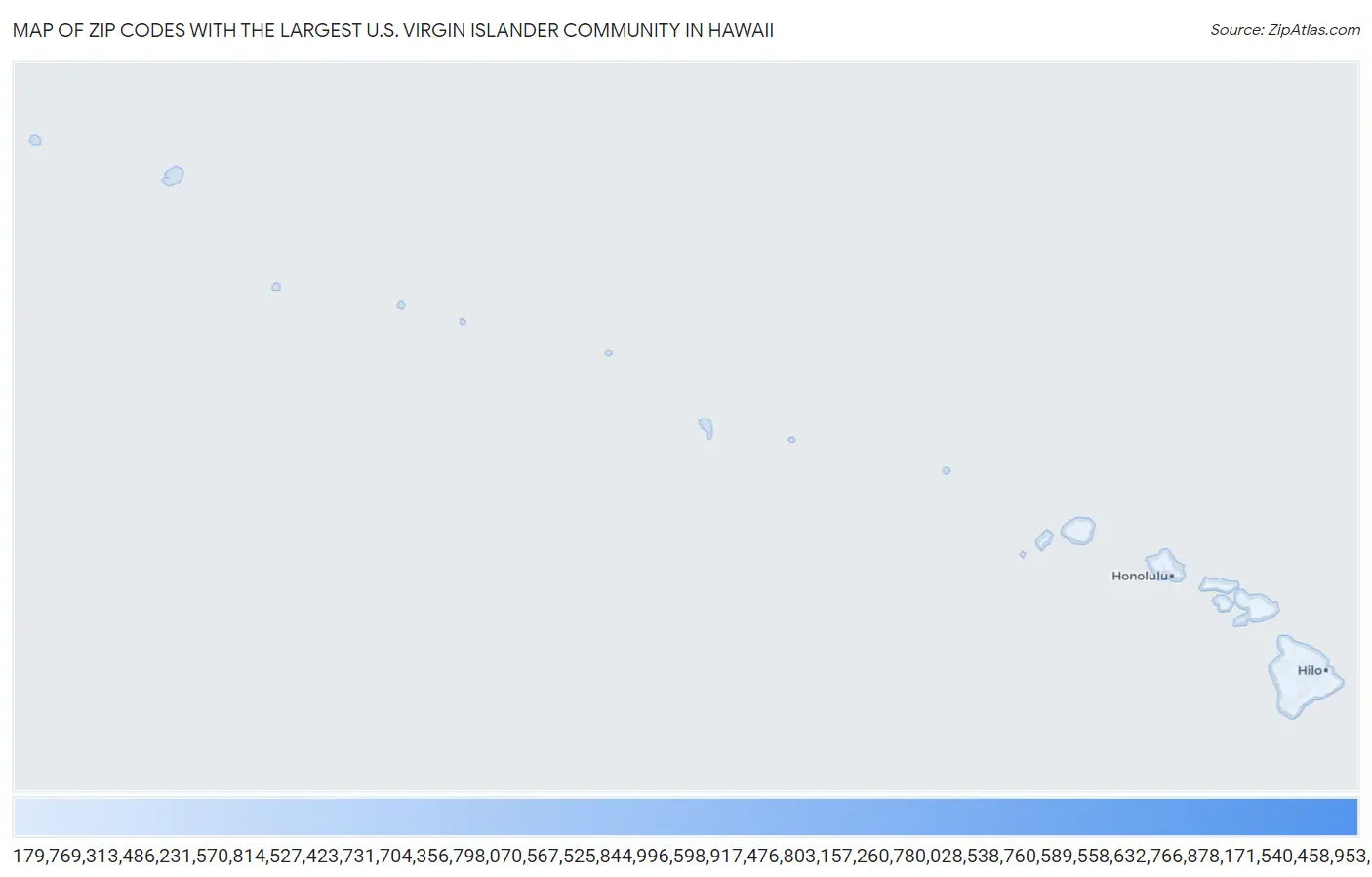Zip Codes with the Largest U.S. Virgin Islander Community in Hawaii Map