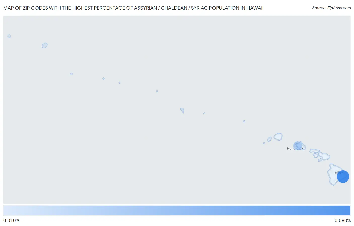 Zip Codes with the Highest Percentage of Assyrian / Chaldean / Syriac Population in Hawaii Map
