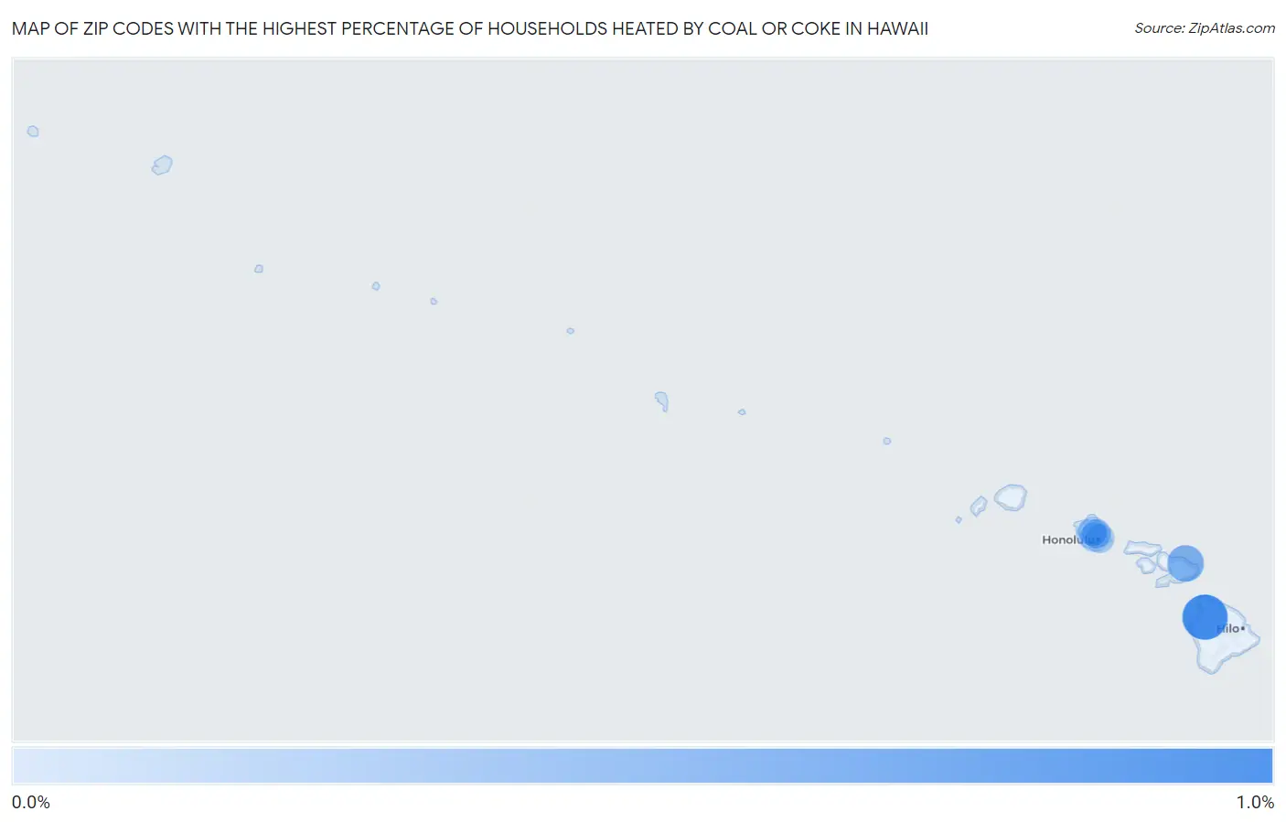Zip Codes with the Highest Percentage of Households Heated by Coal or Coke in Hawaii Map